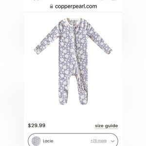 NWT Copper Pearl zip up footie in print Lacie size 12-18 month